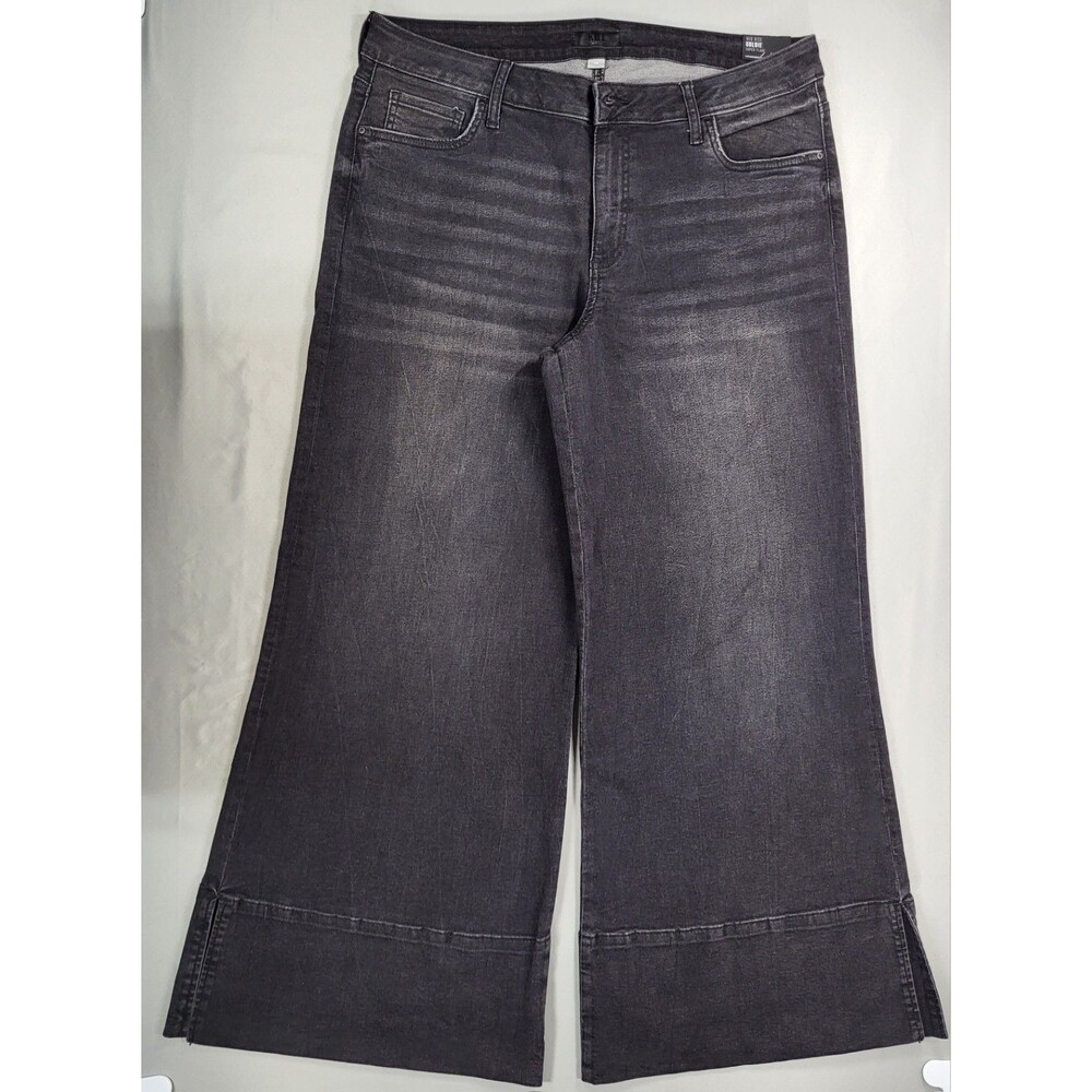 KUT from the Kloth Goldie Mid-Rise Super Flare Jeans in Washed Black 14
